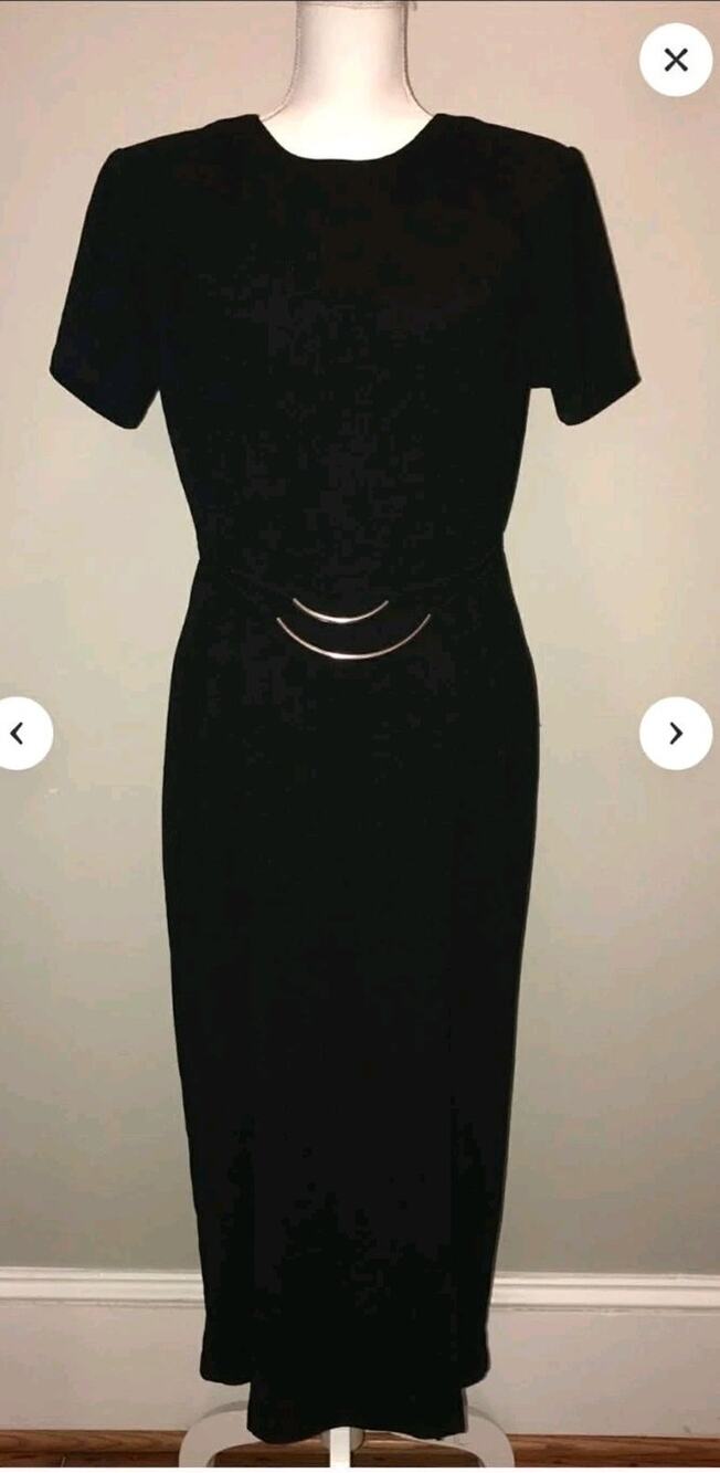 Rare Scarlett Dress M 6 Vintage JFK 90s 1980s Y2K HTF Black Maxi Midi VTG NYC
